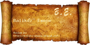 Balikó Emese névjegykártya