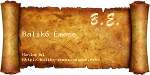 Balikó Emese névjegykártya